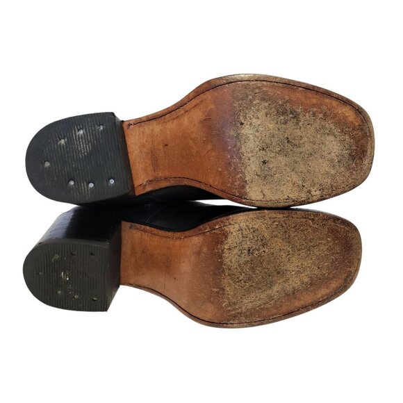 FRYE Campus Short Boot Black Leather Western Cowgirl Moto - Picture 9 of 10